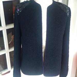 Vintage 80’s Adele Joyce Sequin Boucle Cardigan Size Med